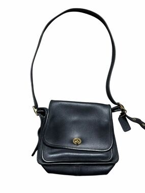 Coach Vintage 9061 Ramblers Legacy Black Leather Crossbody Handbag Purse Gold